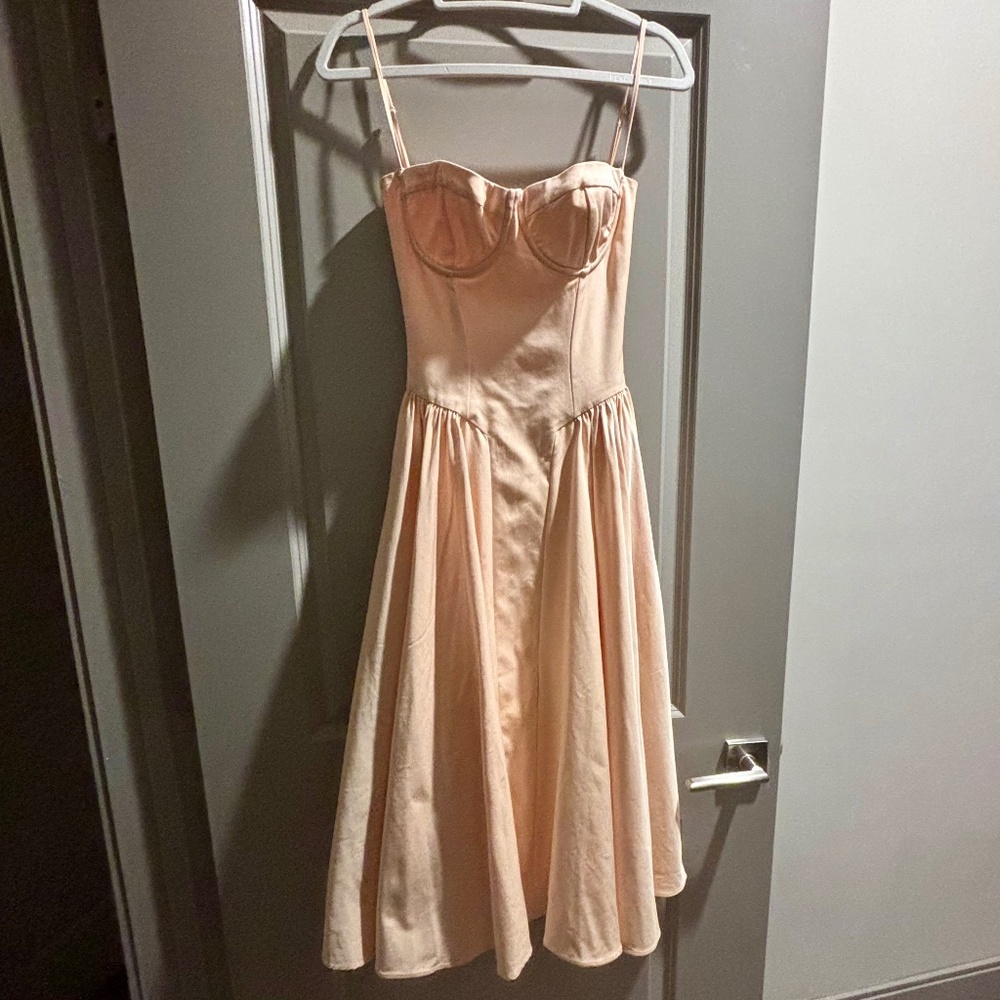 House of CB Samaria Peach Parfait Corset Midi Dress XS Plus Cup